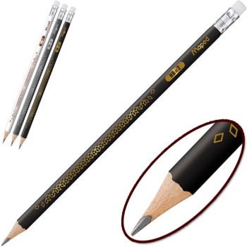 Maped. Карандаш чернографитный "Black Pep's Deco" (3 шт) с ласт, арт.851718