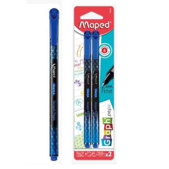 Maped. Ручка капиллярная "Graph Pep's" набор 2 шт синяя на блистере арт.749040