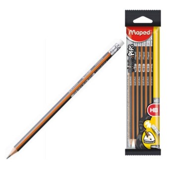 Maped. Карандаш чернографитный "Black Pep's" (6 шт) с ластиком арт.851731