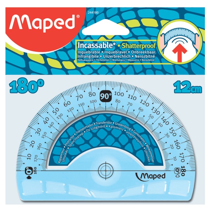 Maped. Транспортир "Flex" 180° основание 12см, неломающийся арт.244180