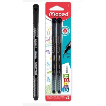 Maped. Ручка капиллярная "Graph Pep's" набор 2 шт черная на блистере арт.749041