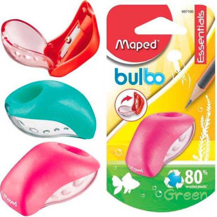 Maped. Точилка "Bulbo" 1 отв. с полупрозрачным неотделяемым конт. арт.507100
