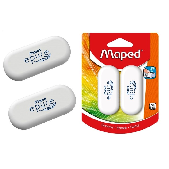 Maped. Ластик "Epure" овальной формы, белый, мягкий (2 шт) арт.103700