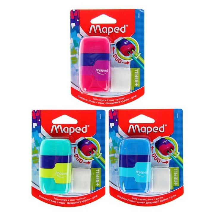 Maped. Точилка "Connect" 2 отверстия + ластик, с контейнером и доп. ластиком арт.049220