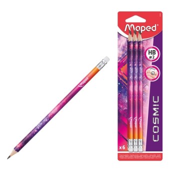 Maped. Карандаш чернографитный "Cosmic Teens" (6 шт) пластиковый с ластиком арт.851806