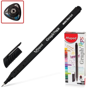 Maped. Ручка капиллярная "Graph Pep's" эргономичная зона обхвата, черная (поштучно) арт.749111