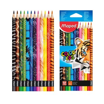 Maped. Карандаши цветные "Color'Peps Animals" (12 цв) декорированный корпус арт.832212