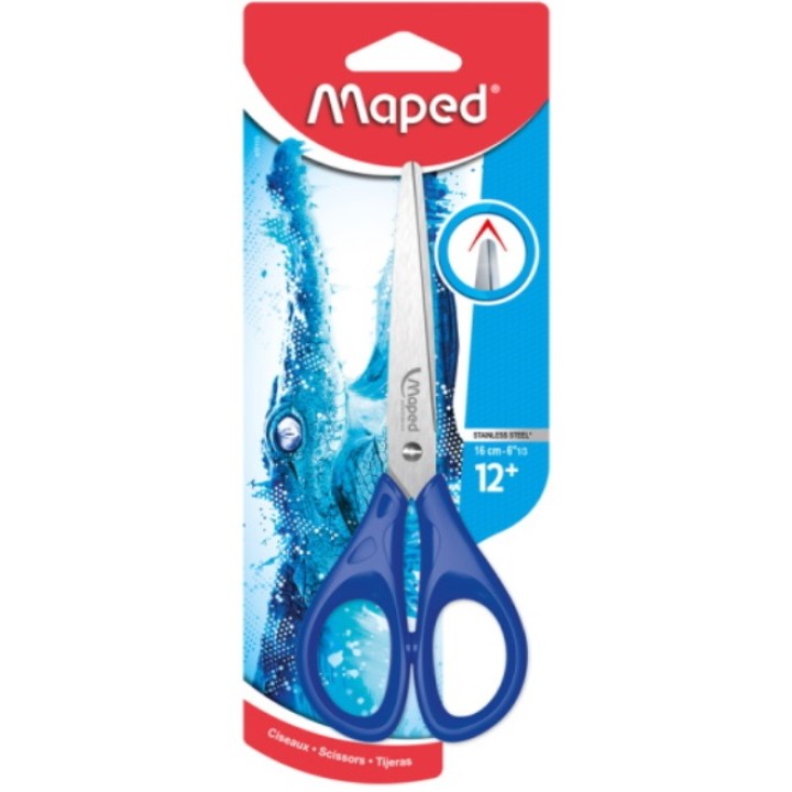 Maped. Ножницы "Pulse" из нержавеющей стали, с закруг. лезвиями 16 см арт.476110