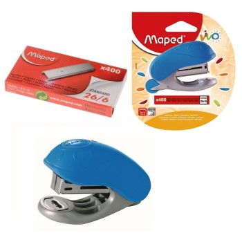 Maped. Степлер детский пластиковый , с встроенным антистепл. +скобы 24/6 и 26/6 арт.404090