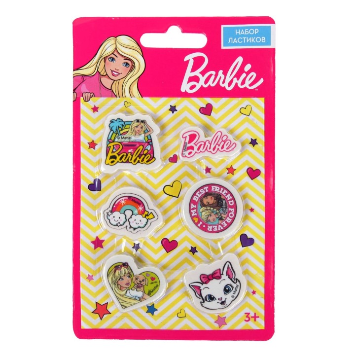 Erhaft. Набор фигурных ластиков "Barbie" 6шт арт.DM0002