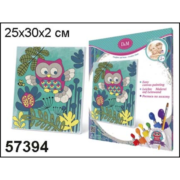 D&M Роспись по холсту арт.57394 "Совенок" 25*30 см.