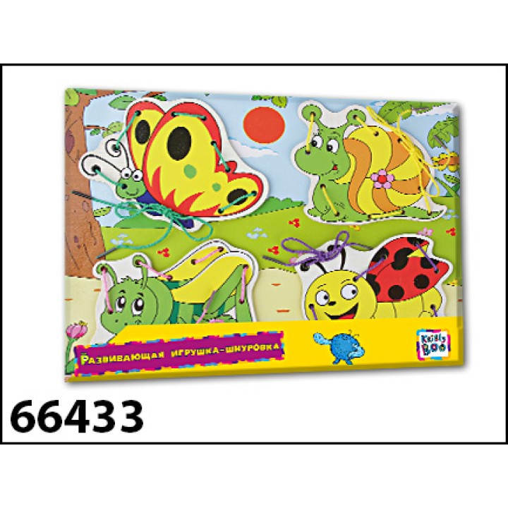 Kribly Boo. Развивающая игрушка-шнуровка "Жучки" арт.66433 (дерево)