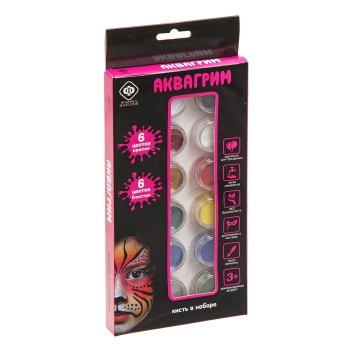 Фабрика Фантазий. 56918 Набор красок аквагрим, 6 цветов красок, 6 цветов блесток