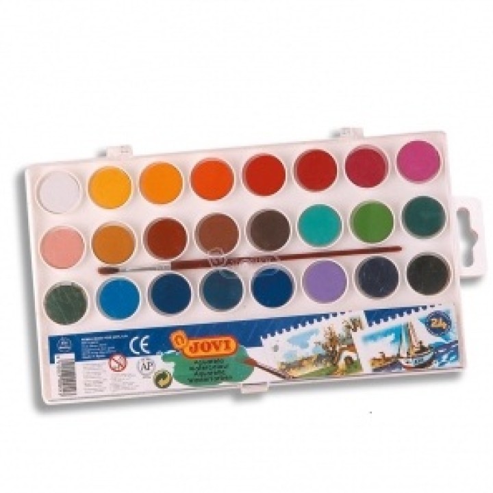 JOVI. Акварель 24 цв. с кистью арт.800/24