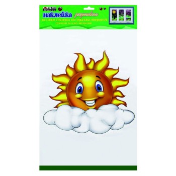 ArteNuevo.Декоративная наклейка для окон и зеркал "Солнышко" 33х60 см арт.2DN-WM-2SP