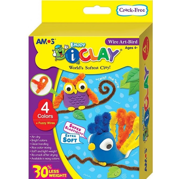 *AMOS.21700 Масса для лепки "Забавные животные" 4 цв. по 15 гр.