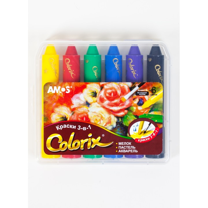 AMOS.22942 Мелки "Три в одном" 6 цв. /12