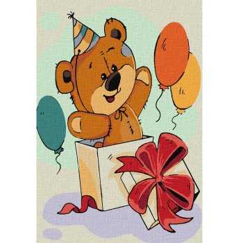 Molly. Картина по номерам KHM0017 "Медвежонок-сюрприз" (20х30) 13 цветов /66