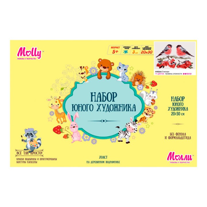 Molly. Набор юного художника KH0264 "Снегири" (20х30) 11 цветов, 1/44