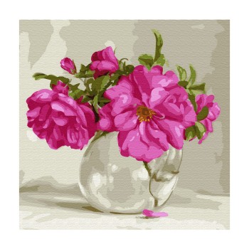 Molly. Картина по номерам KH0733 "Розовый букет" Бузин. (30Х30) 21 цвет /20