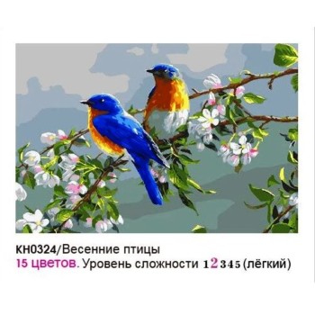 Molly. Набор юного художника KH0324 "Весенние птицы" (20х30) 15 цветов /44