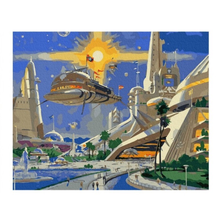 Molly. Картина по номерам KH0967 "Город будущего" (40х50) 27 цветов /20