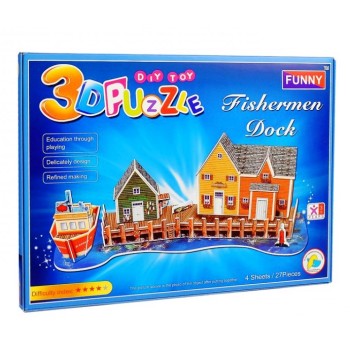 FUNNY. 3D пазлы из пенокартона 589-D "Рыбацкий причал" 27 дет. (38,8*13,5*13,8 см)