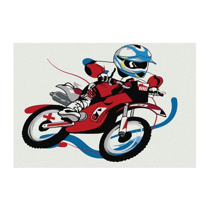 Molly. Картина по номерам KHM0008 "Мотогонка" 20х30 5 цветов 1/66