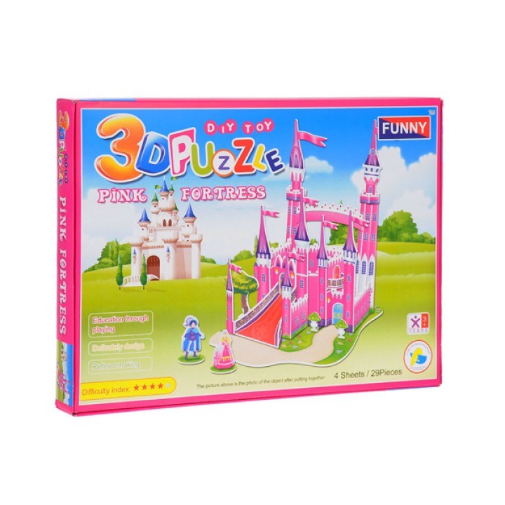 FUNNY. 3D пазлы из пенокартона 589-F "Розовый замок" (29 дет. 20*23*27,8 см) 1/80