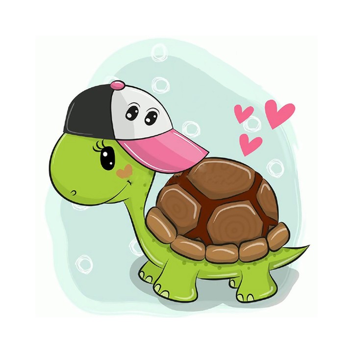 Molly. Картина по номерам KH0841 "Черепашка в кепке" (20Х20) 12 цветов /60