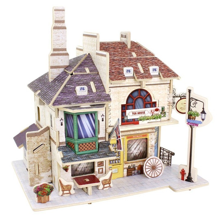 ROLIFE. Деревянные 3D пазлы арт.F135 "Британский чайный дом" 46 дет.(16,3x13x16,5 см.)1/30