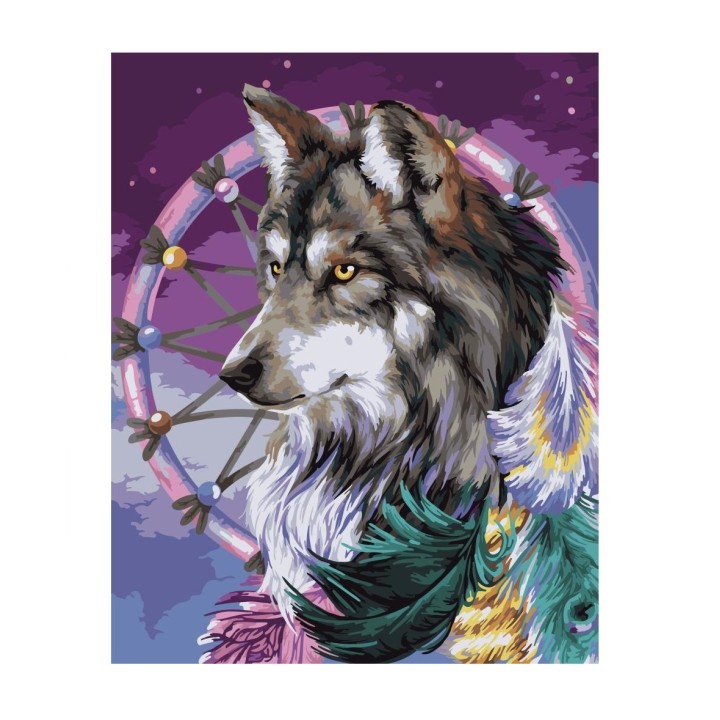 Рисование по номерам арт.R028 "Дух волка" 40х50