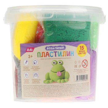 KiKi. Пластилин 15 цветов, ведёрко арт.PL017