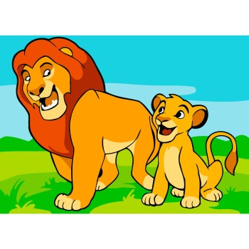Рисование по номерам арт.DS122 "Русская Живопись. Серия Мини" 15х21 "Муфаса и Симба"