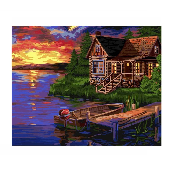 Рисование по номерам арт. A090 "Вечерняя пристань" 40х50