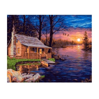 Рисование по номерам арт. A096 "Рыбацкий домик" 40х50