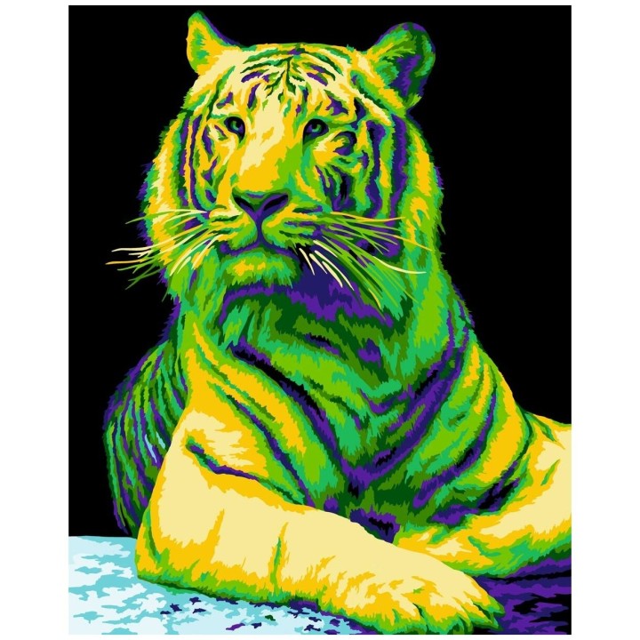 Рисование по номерам арт.H139 "Неоновый тигр" 40х50
