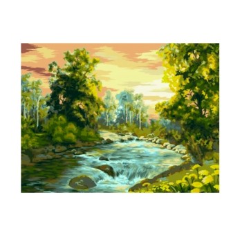 Рисование по номерам арт. A116 "Рассвет у реки" 40х50