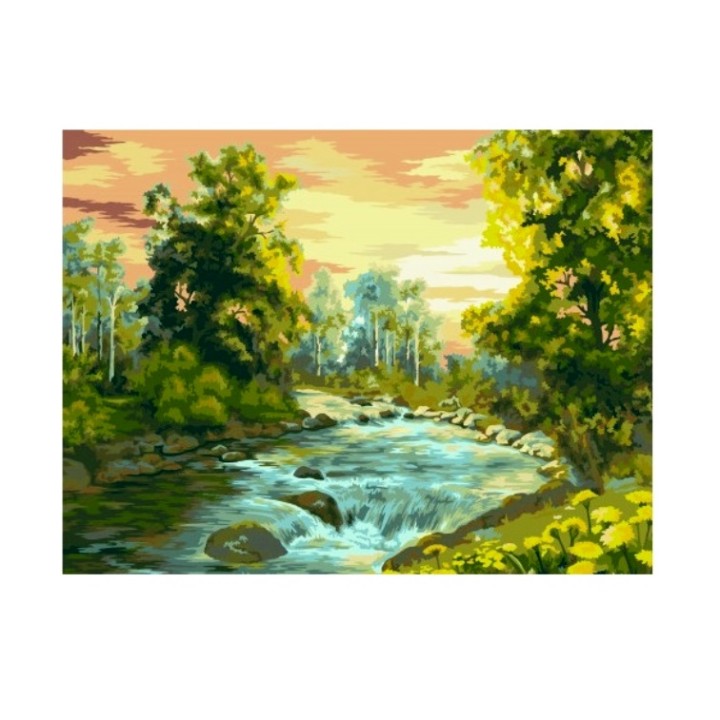 Рисование по номерам арт. A116 "Рассвет у реки" 40х50