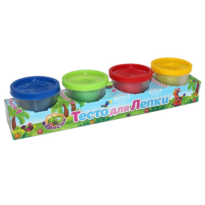 Развивашки.П122 Тесто для лепки в банке 4 цв, 200 гр 1/12