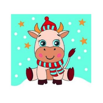 Развивашки.Р3090 Раскраска на холсте "Зимний бычок", 25*25