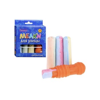 Развивашки.Т2307 Мелки для улицы двухцветные "Гигант.Половинки" 4 шт. с держателем/72