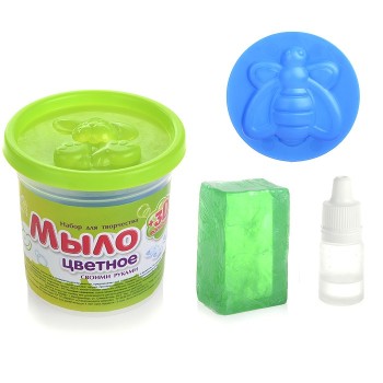 Развивашки.С0245 Мыло своими руками цветное, в банке "Зеленое яблоко", 1/40