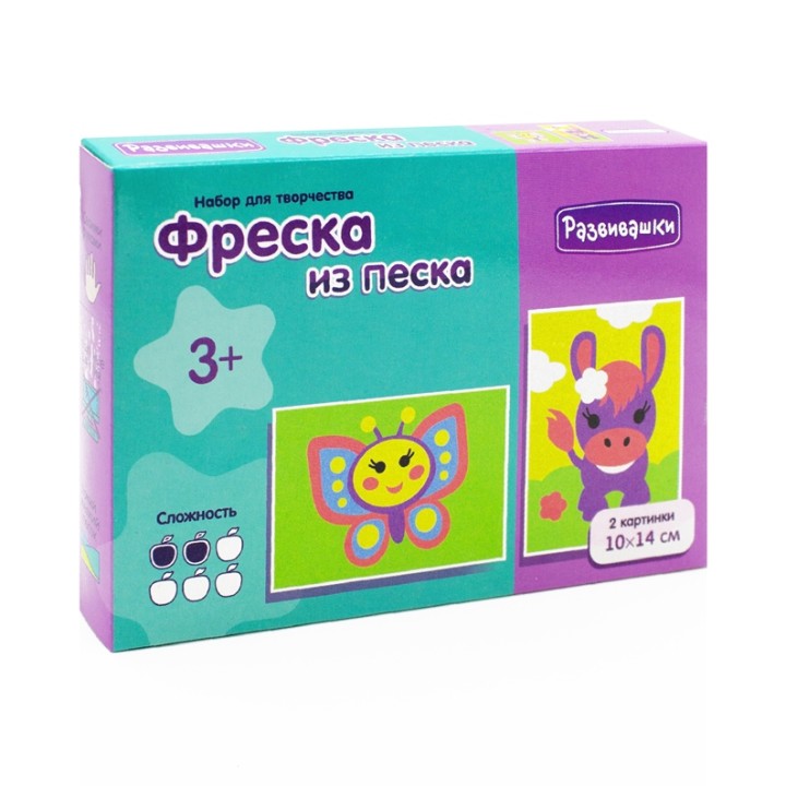 Развивашки.С1747 Фреска из цветного песка "Ослик и бабочка" /28