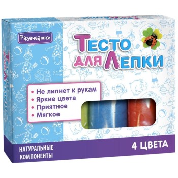 Развивашки.П100 Тесто для лепки в коробке 4 цвета, 100 гр /69