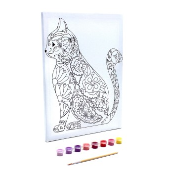 Развивашки.Р3111 Раскраска на холсте "Цветочная кошка" 40х30