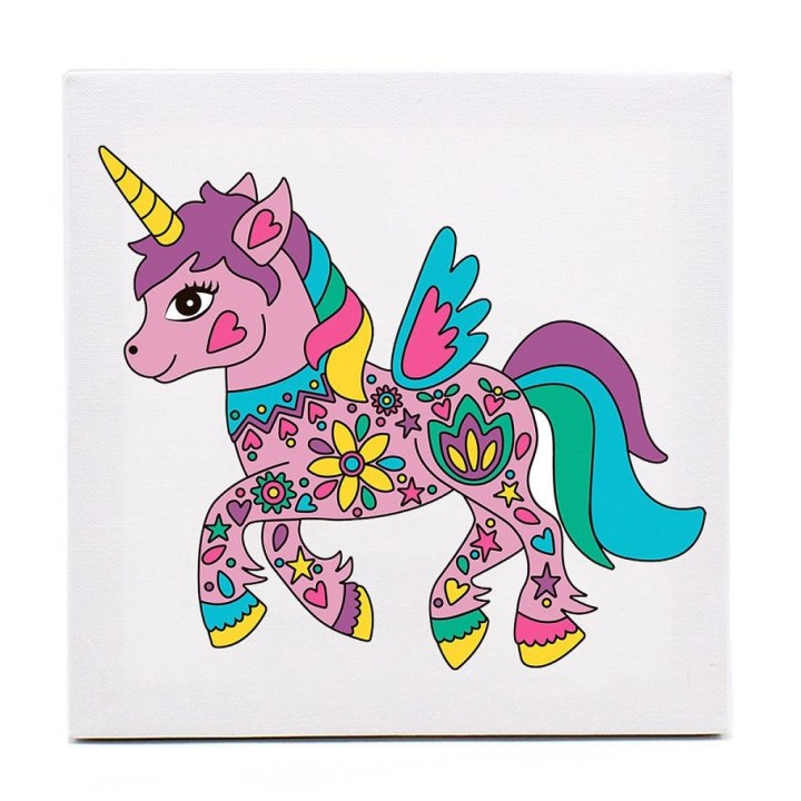 Развивашки.Р3000 Раскраска на холсте "Цветочный единорог" 20х20