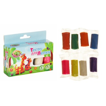 Развивашки.П102 Тесто для лепки в коробке 8 цветов, 200гр /36
