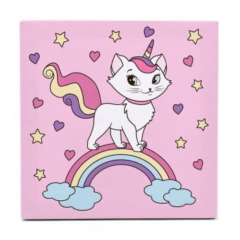 Развивашки.Р3041 Раскраска на холсте "Радужная кошка" 20*20