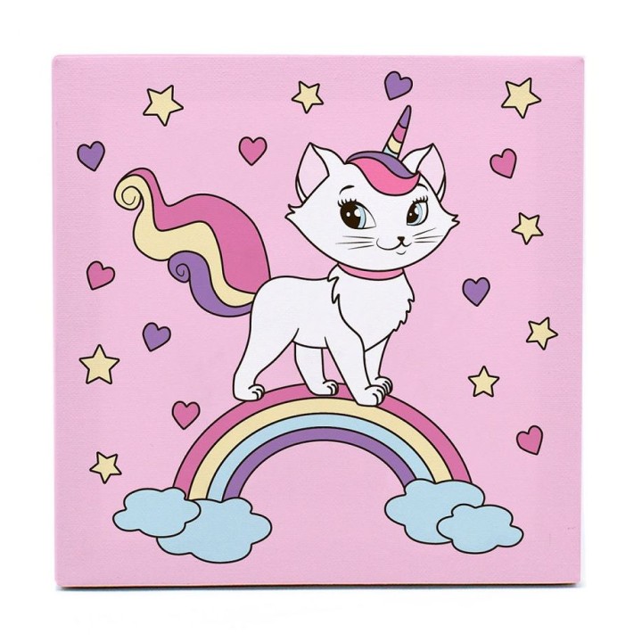 Развивашки.Р3041 Раскраска на холсте "Радужная кошка" 20*20